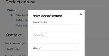 Obrázek NOVINKA: V účtu můžete zadat více dodacích adres