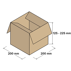Kartonové krabice 3VVL 200x200x125 - 225mm, 25 ks