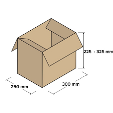 Kartonové krabice 3VVL 300x250x225 - 325mm, 25 ks