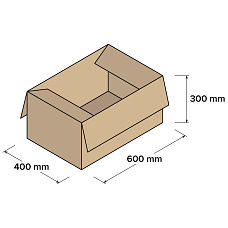 Kartonové krabice 3VVL 600x400x300mm, 25 ks