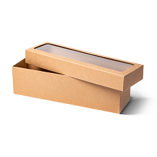 Dárková krabička s průhledným víkem 320x90x85mm, hnědá, 10 ks