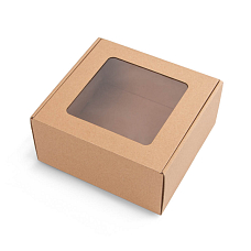 Dárková krabice s odklápěcím průhledným víkem 200x200x100mm, 10 ks