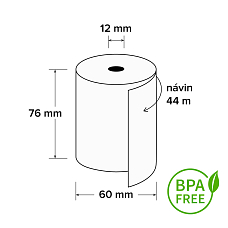 Termo kotouček 76/60/12mm, 44m, BPA free, 10 ks