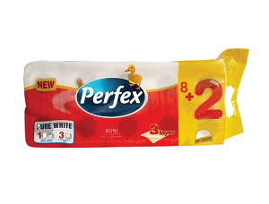 Toaletní papír Perfex bílý 8+2 role, 10 ks